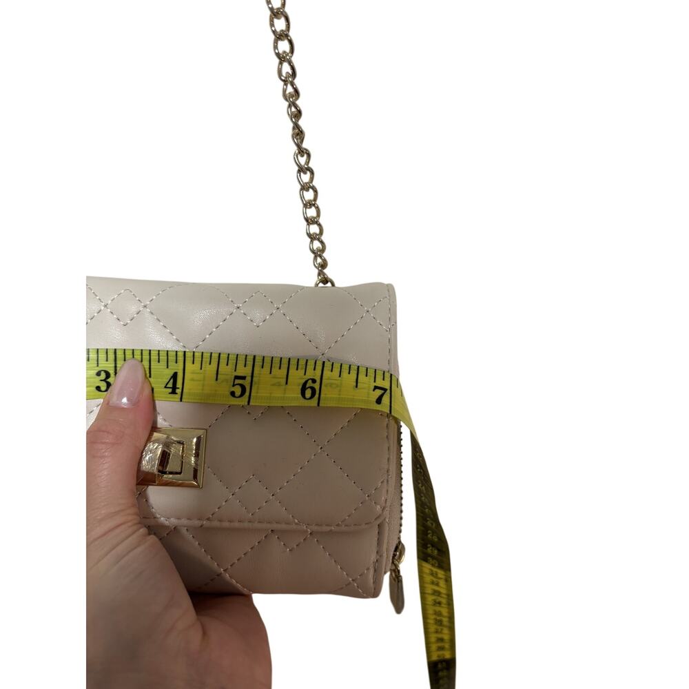 Quilted White Crossbody Purse with Gold Chain Strap - Picture 4 of 7